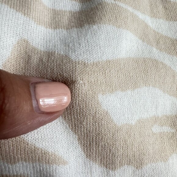 Old Navy Cardigan Sweater Womens 2X Beige White Zebra Print ButtonUp Cotton READ - Picture 8 of 12